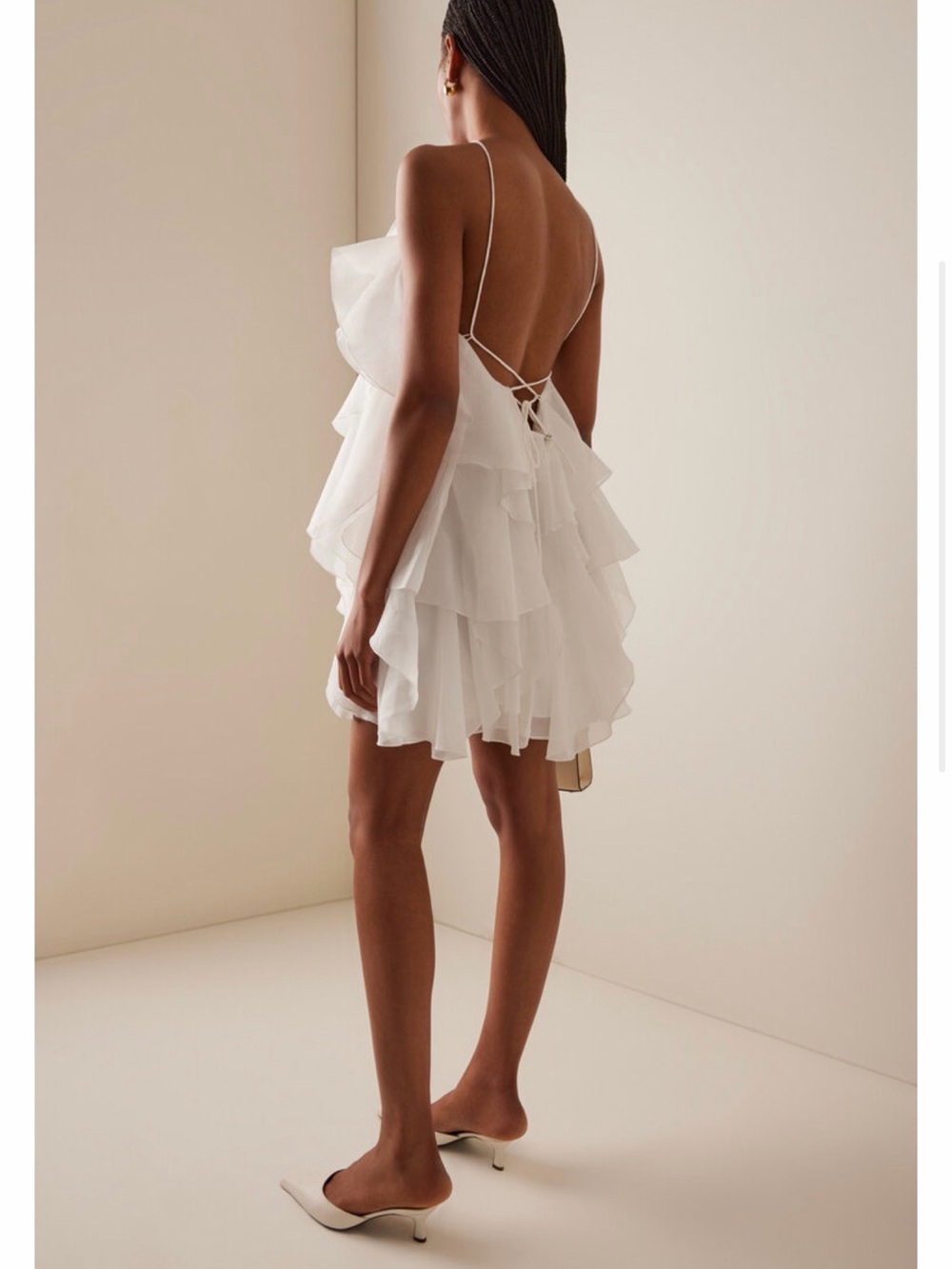 Aje White Ruffled Mini Dress - Picture 4 of 6